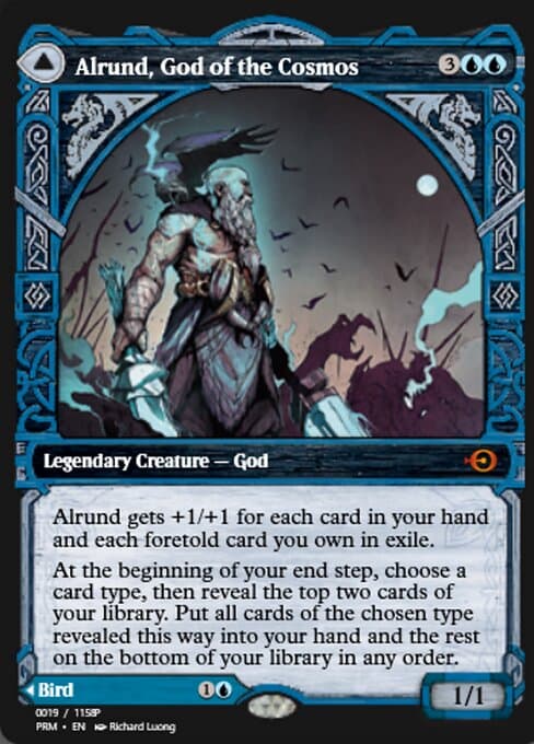 Alrund, God of the Cosmos // Hakka, Whispering Raven from Magic Online Promos (Mythic)