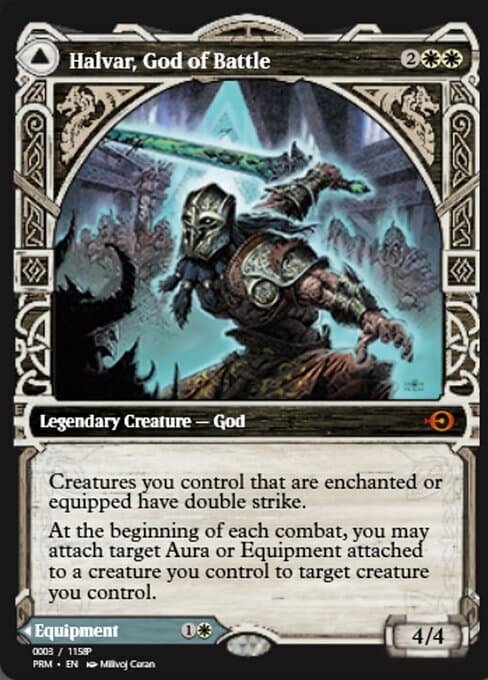 Halvar, God of Battle // Sword of the Realms from Magic Online Promos (Mythic)