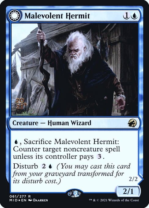 Malevolent Hermit // Benevolent Geist from Innistrad: Midnight Hunt Promos (Rare)