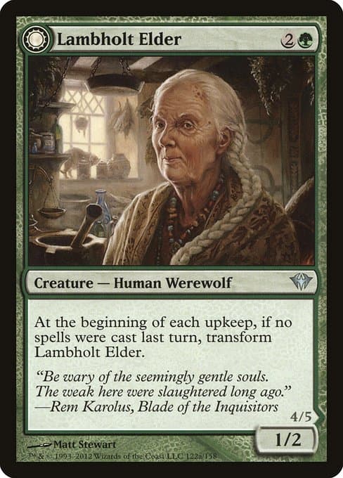 Lambholt Elder // Silverpelt Werewolf (Uncommon)