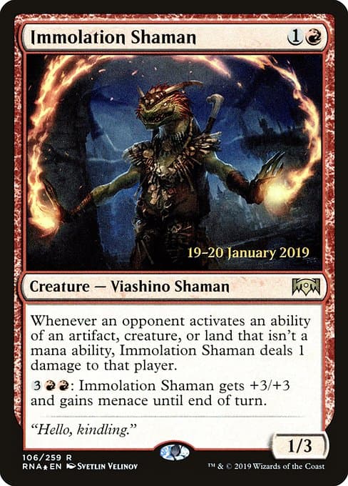 Immolation Shaman from Ravnica Allegiance Promos (Rare)