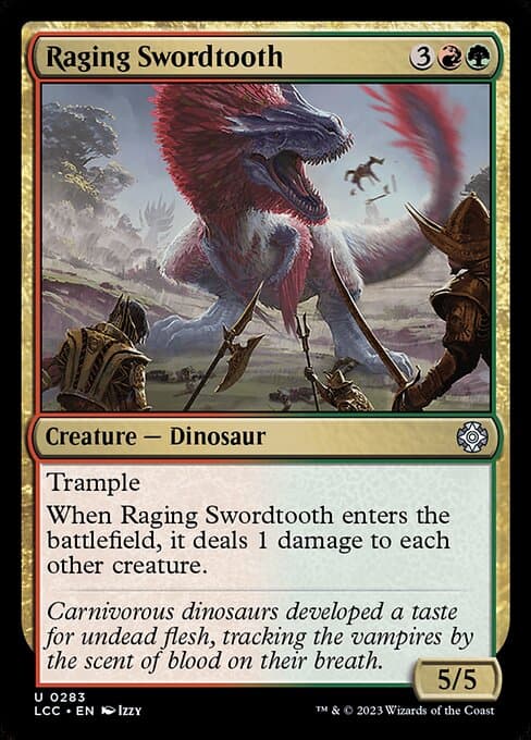 Raging Swordtooth from The Lost Caverns of Ixalan Commander (Uncommon)