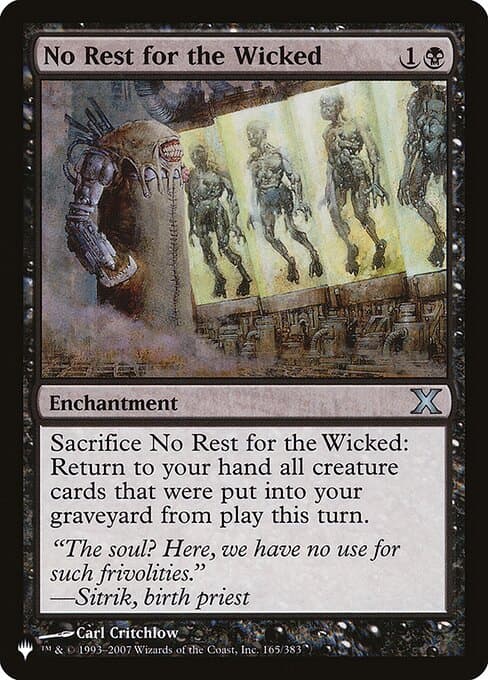 No Rest for the Wicked from The List (Uncommon)