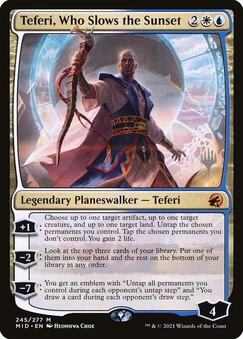 Teferi, Who Slows the Sunset from Innistrad: Midnight Hunt Promos (Mythic)