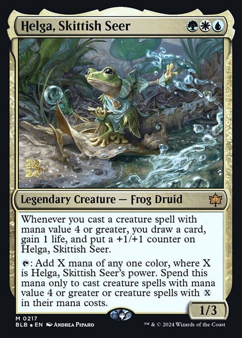 Helga, Skittish Seer from Bloomburrow Promos (Mythic)