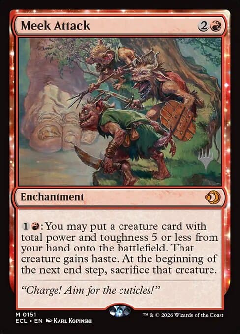 Meek Attack from Lorwyn Eclipsed Promos (Mythic)