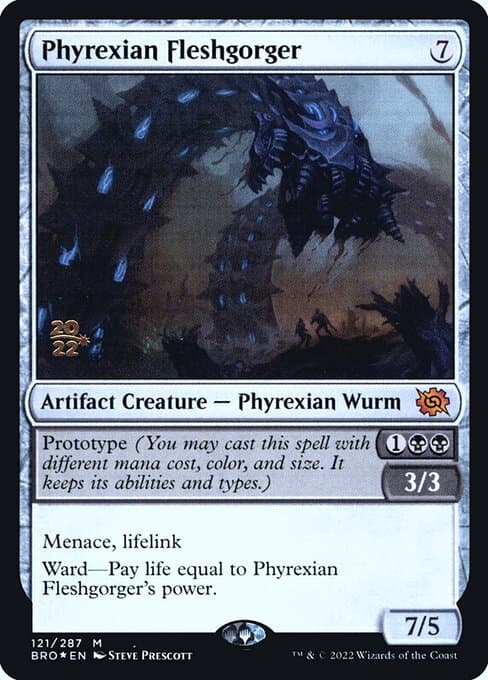 Phyrexian Fleshgorger from The Brothers' War Promos (Mythic)