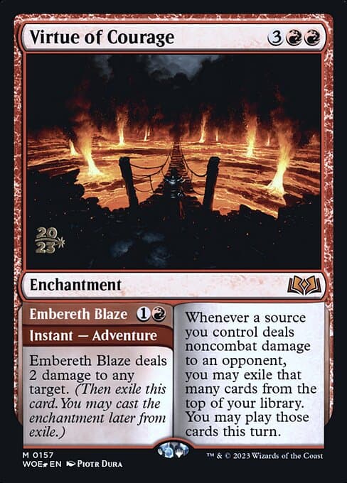 Virtue of Courage // Embereth Blaze from Wilds of Eldraine Promos (Mythic)