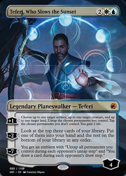 Teferi, Who Slows the Sunset from Magic Online Promos (Mythic)