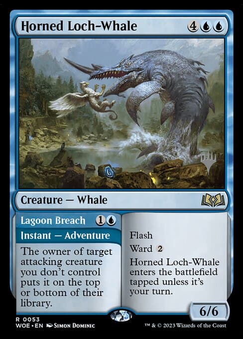 Horned Loch-Whale // Lagoon Breach from Wilds of Eldraine Promos (Rare)