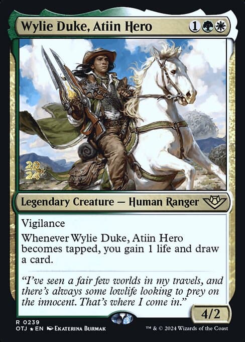 Wylie Duke, Atiin Hero from Outlaws of Thunder Junction Promos (Rare)