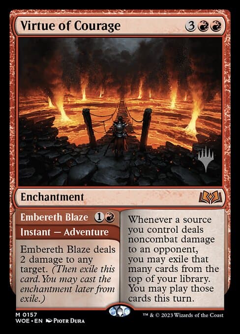 Virtue of Courage // Embereth Blaze from Wilds of Eldraine Promos (Mythic)