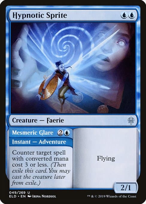 Hypnotic Sprite // Mesmeric Glare from Throne of Eldraine (Uncommon)